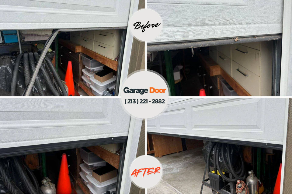 Before and after: garage door repair Fairfax Station, VA